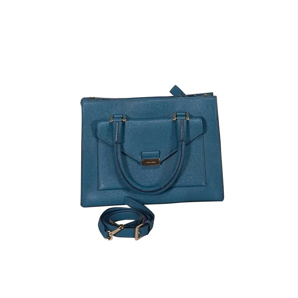 Cole Haan - Turquoise Blue Saffiano Leather Satchel Bag